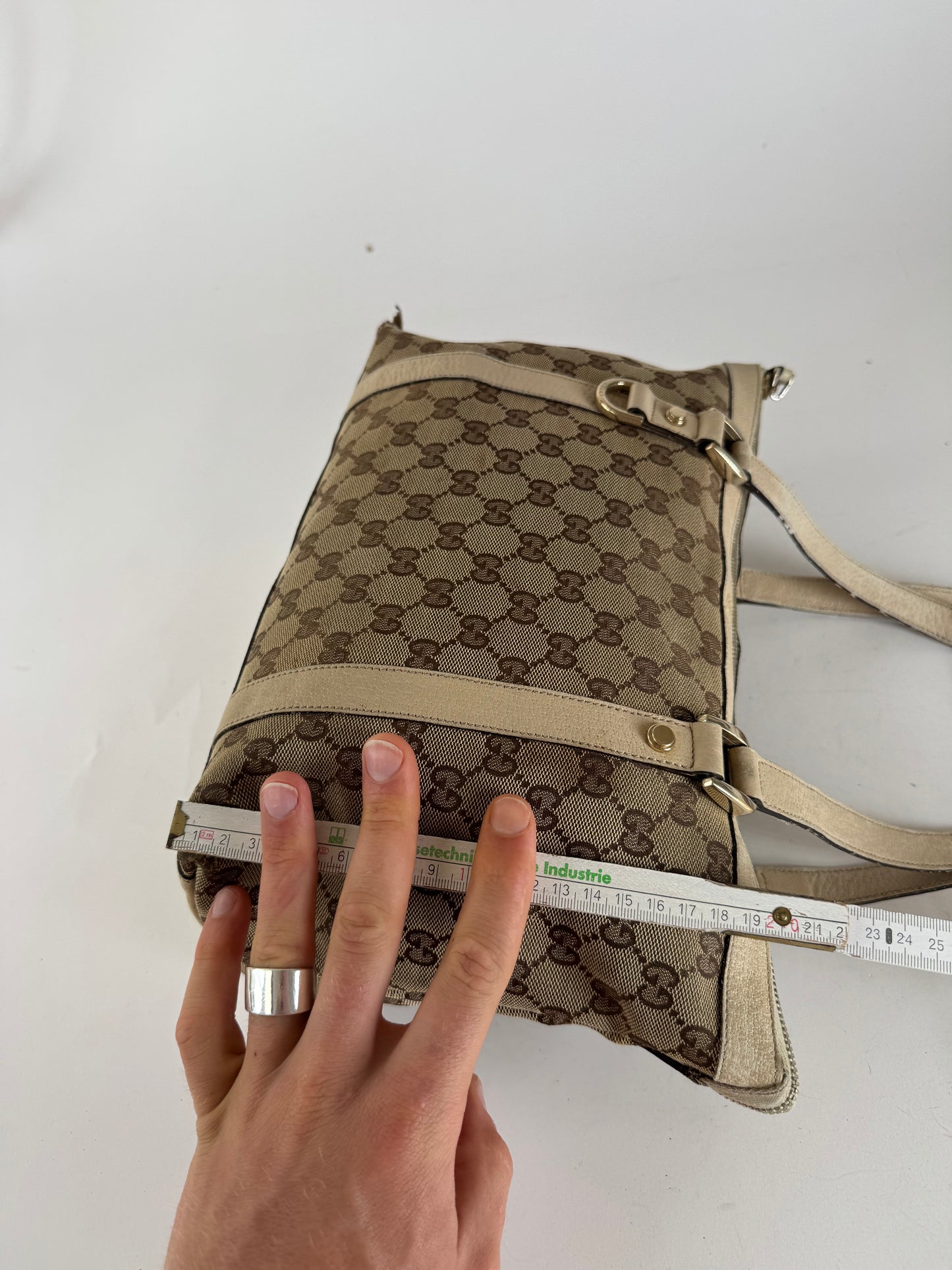 Vintage Gucci Monogram Dialux Bag beige White