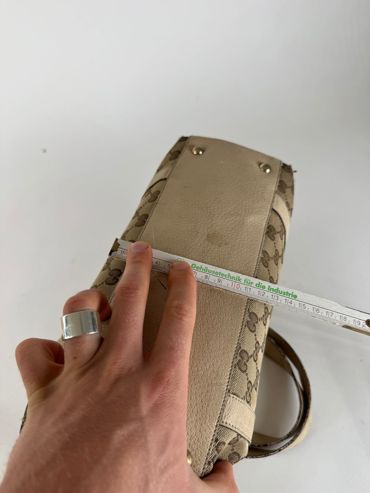 Vintage Gucci Monogram Dialux Bag beige White