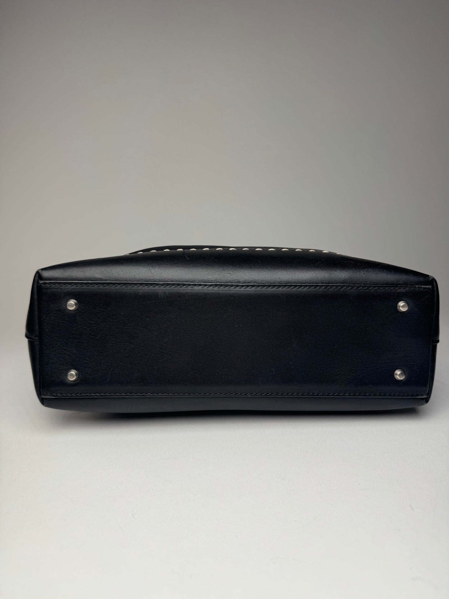 Vintage Courreges Leather Polyester Handbag Black