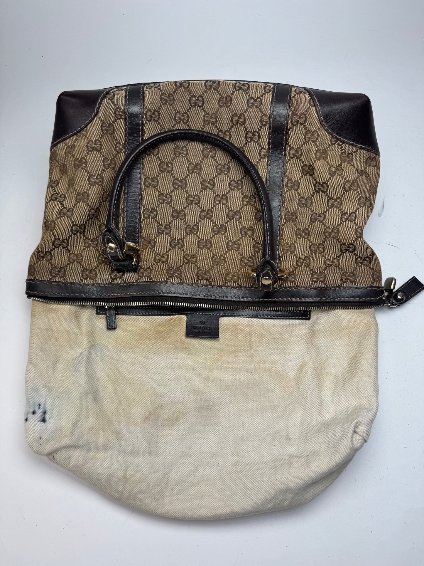 Vintage Gucci Monogram Handbag beige brown