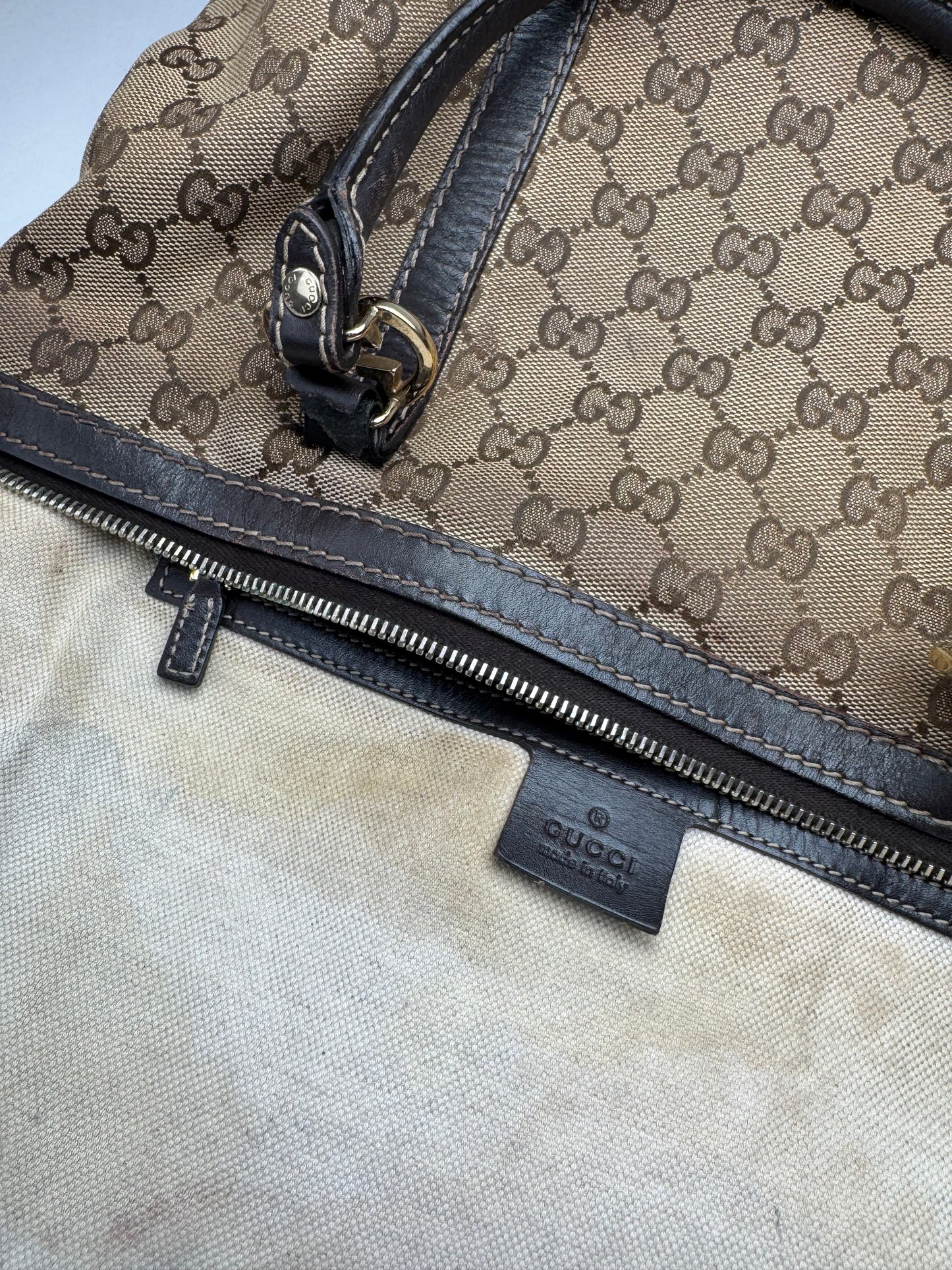 Vintage Gucci Monogram Handbag beige brown