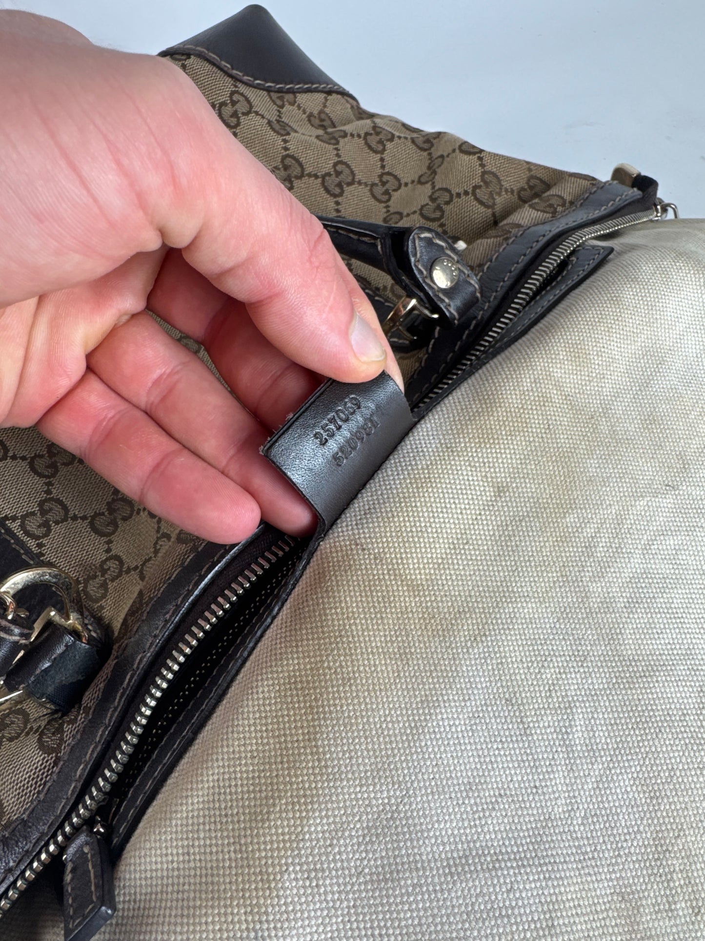 Vintage Gucci Monogram Handbag beige brown