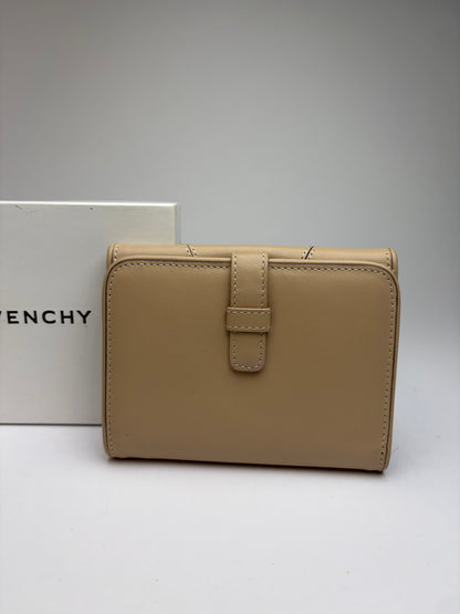 Vintage Givenchy Leather Bifold Wallet Beige Silver