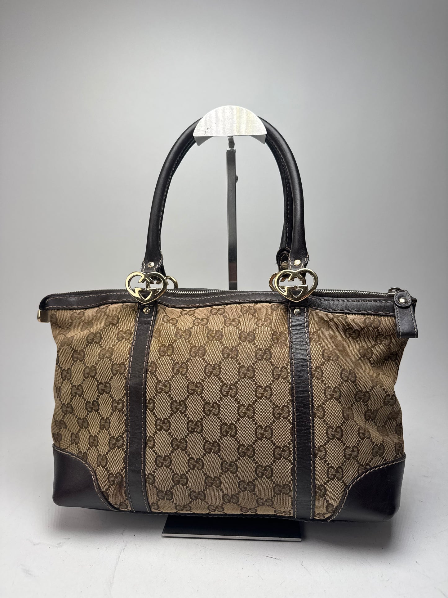 Vintage Gucci Monogram Handbag beige brown