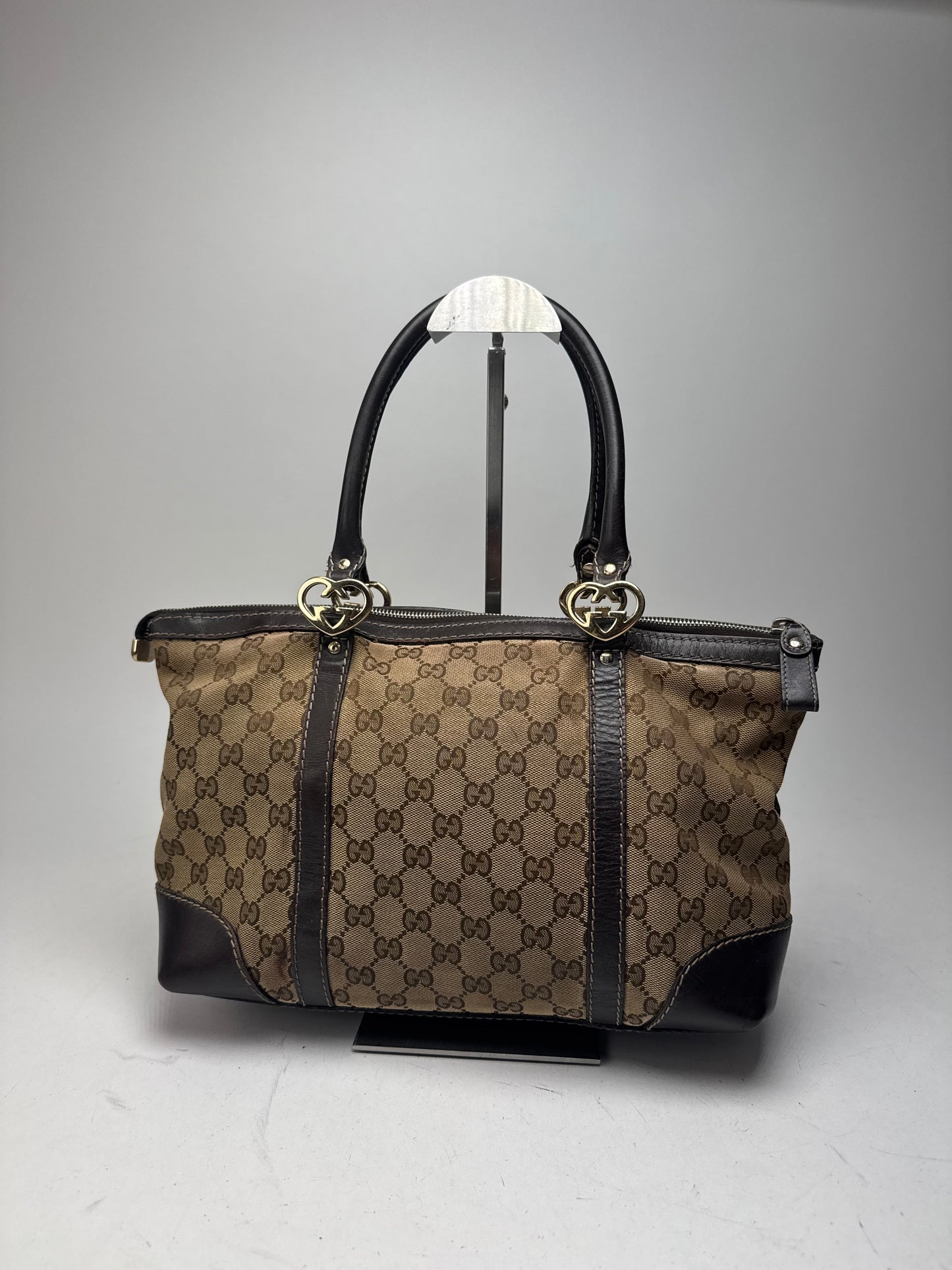 Vintage Gucci Monogram Handbag beige brown