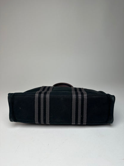 Vintage Hermes Canvas Mini Tote Bag Black