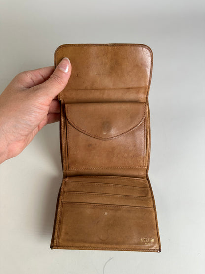 Vintage Celine Macadam Canvas Wallet Beige Brown