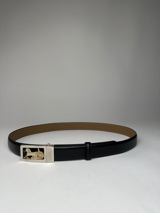 Vintage Celine Paris Triomphe Snake Emblossed Leather Belt Black