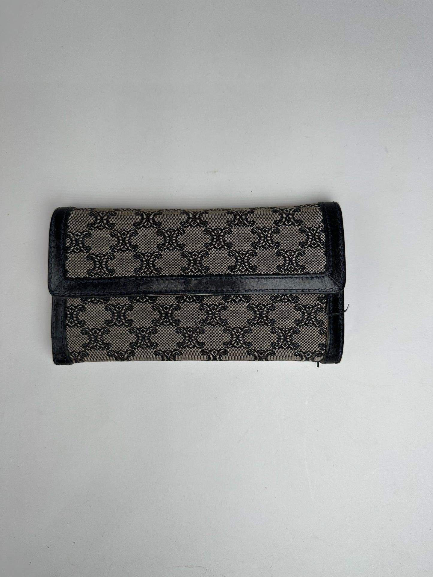 Vintage Celine Paris Canvas Leather Monogram Wallet