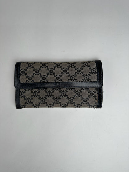 Vintage Celine Paris Canvas Leather Monogram Wallet