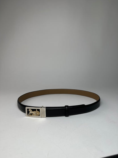 Vintage Celine Paris Triomphe Snake Emblossed Leather Belt Black