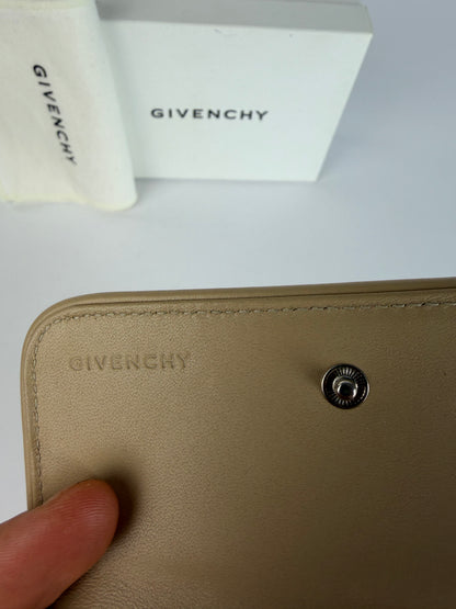 Vintage Givenchy Leather Bifold Wallet Beige Silver