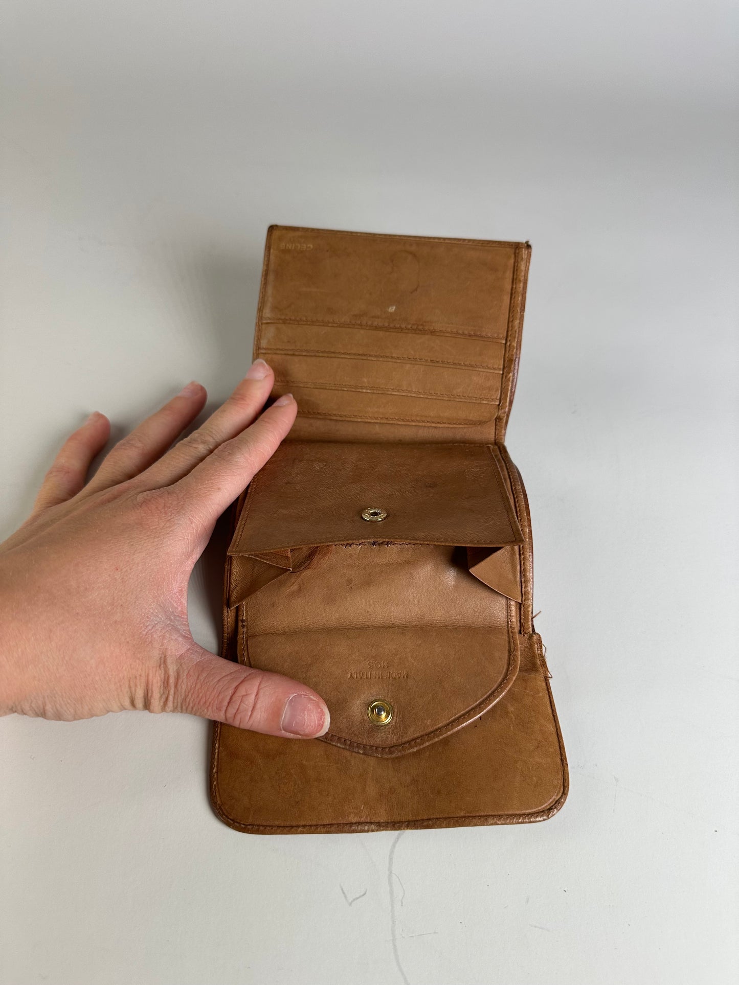 Vintage Celine Macadam Canvas Wallet Beige Brown