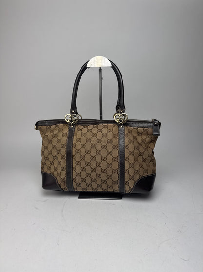 Vintage Gucci Monogram Handbag beige brown