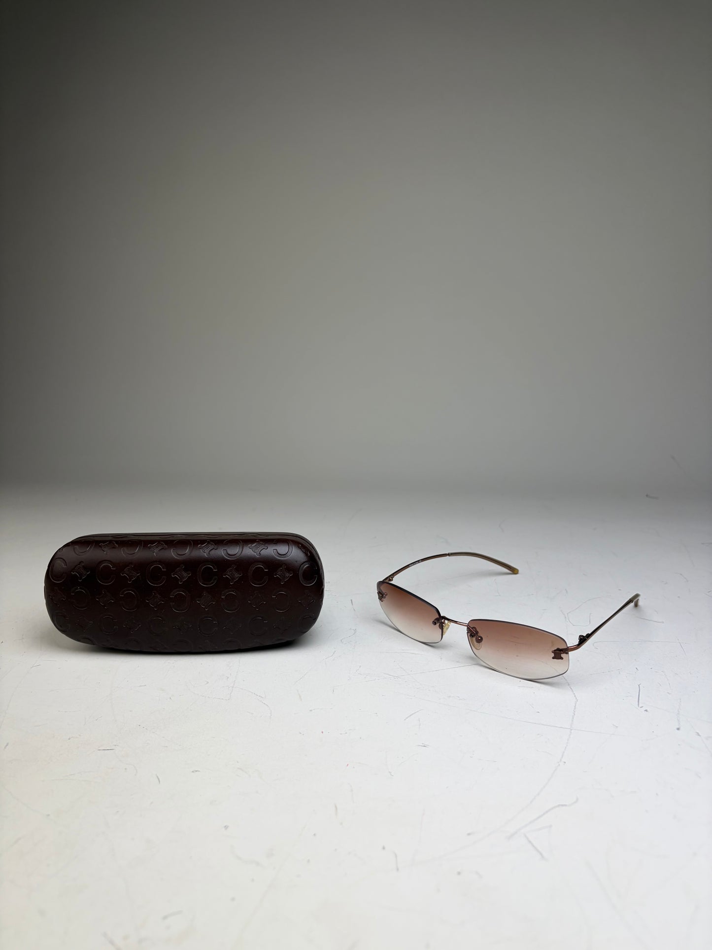 Vintage Celine Metal Sunglasses Brown Gradient Gold-Tone