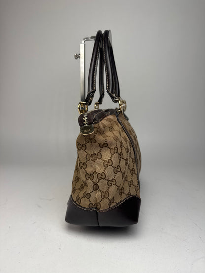 Vintage Gucci Monogram Handbag beige brown
