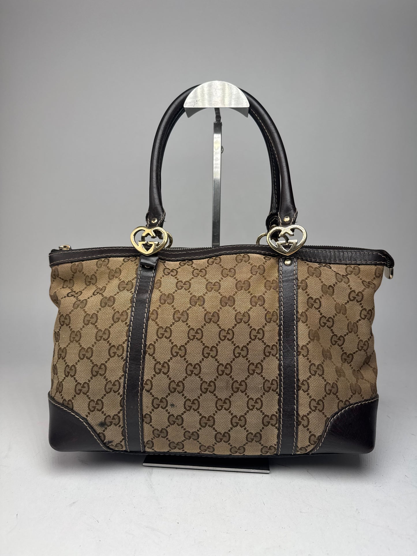 Vintage Gucci Monogram Handbag beige brown