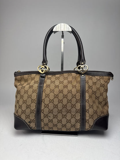 Vintage Gucci Monogram Handbag beige brown