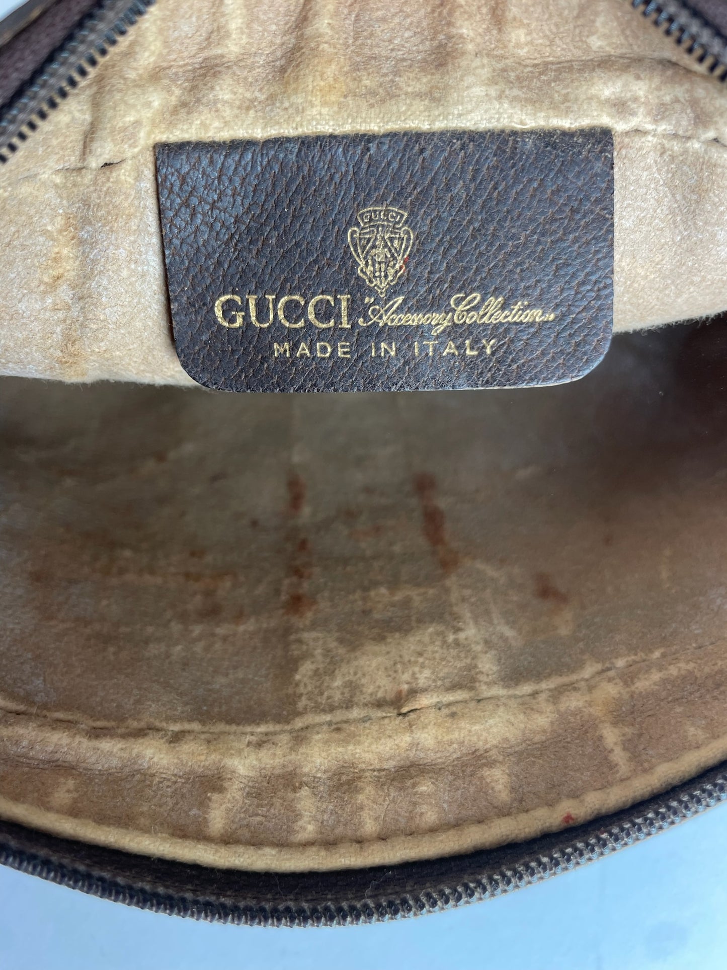 Vintage Gucci monogram Leather Clutch Grey Brown