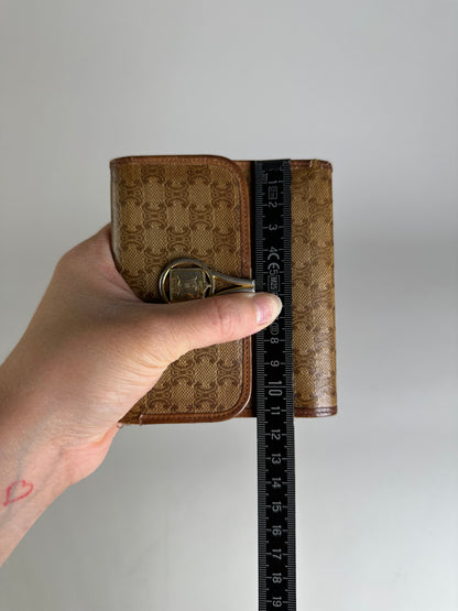 Vintage Celine Macadam Canvas Wallet Beige Brown