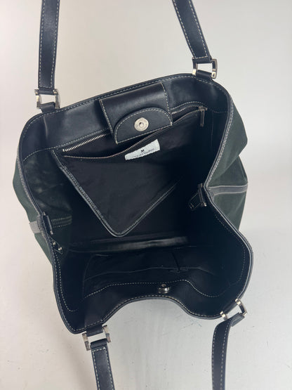 Sac cabas vintage en toile et cuir Courreges noir