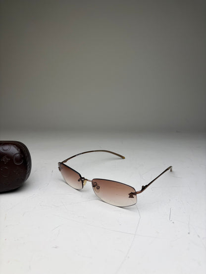 Vintage Celine Metal Sunglasses Brown Gradient Gold-Tone