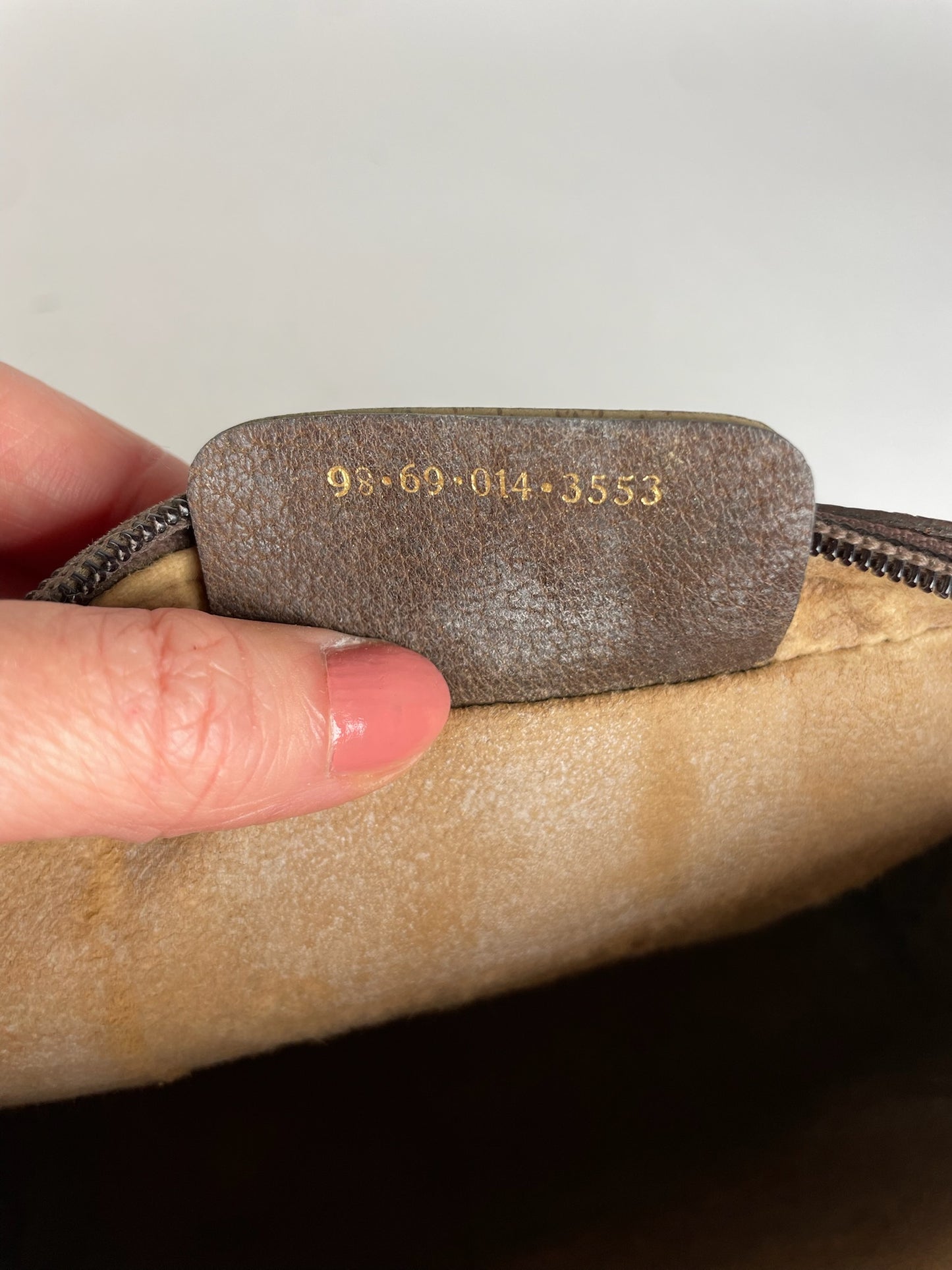 Vintage Gucci monogram Leather Clutch Grey Brown