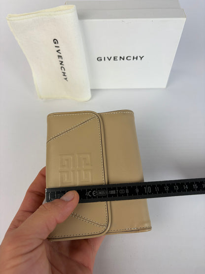 Vintage Givenchy Leather Bifold Wallet Beige Silver