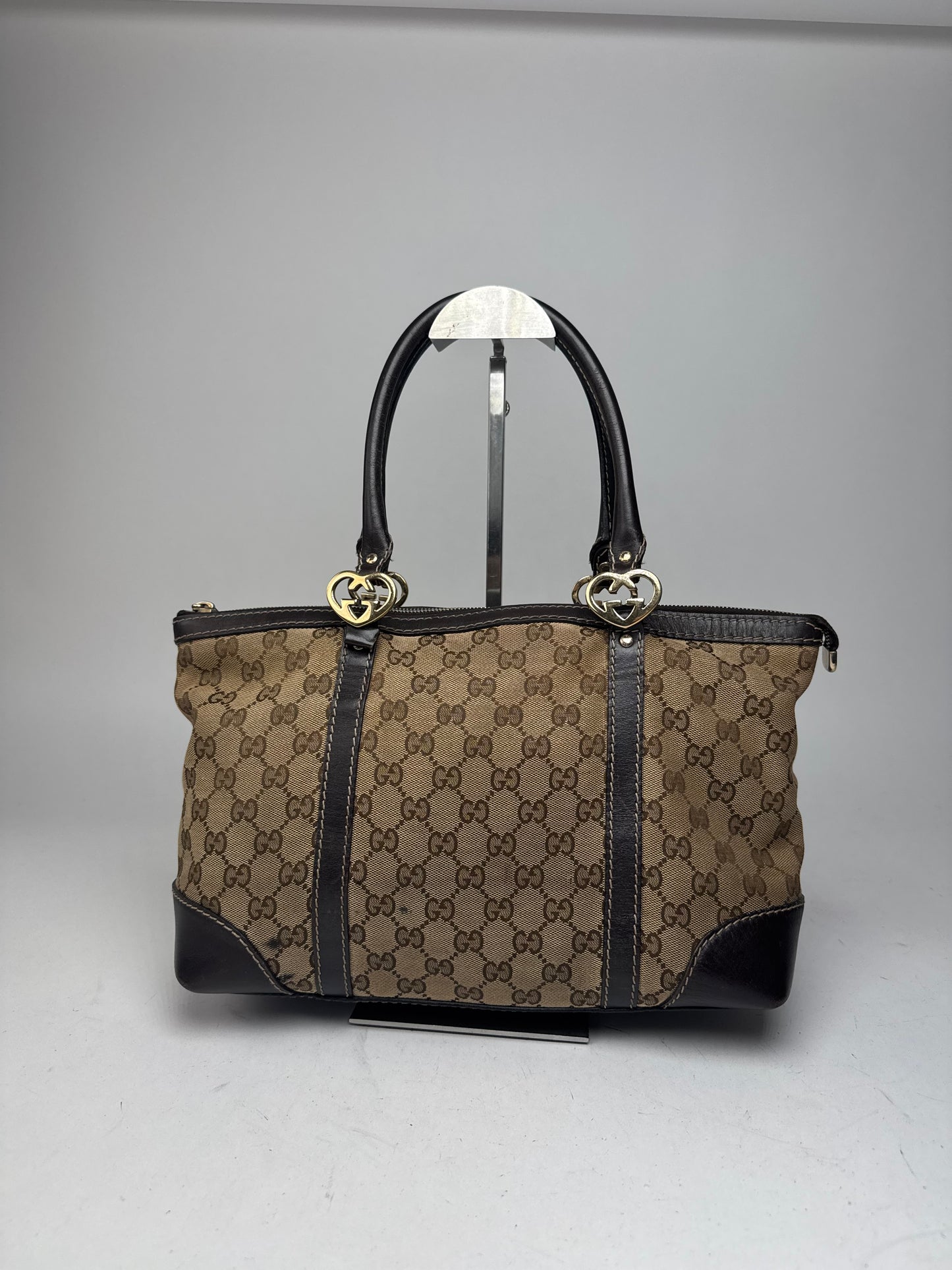 Vintage Gucci Monogram Handbag beige brown