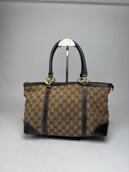 Vintage Gucci Monogram Handbag beige brown