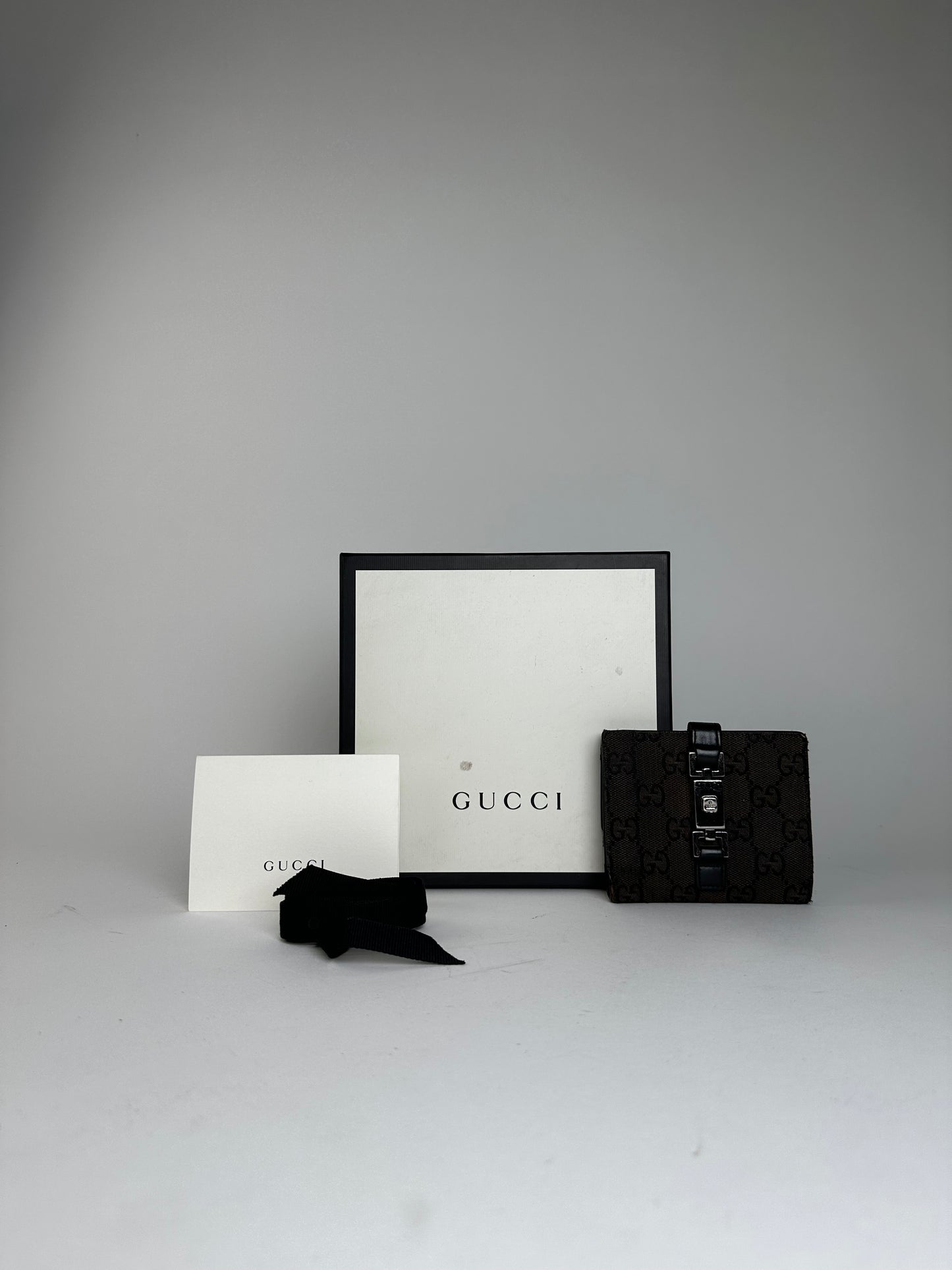 Vintage Gucci GG Supreme Card Holder Black Brown Silver