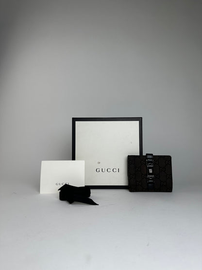 Vintage Gucci GG Supreme Card Holder Black Brown Silver