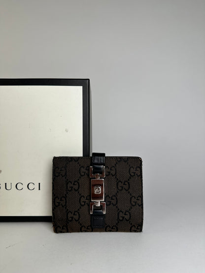Vintage Gucci GG Supreme Card Holder Black Brown Silver