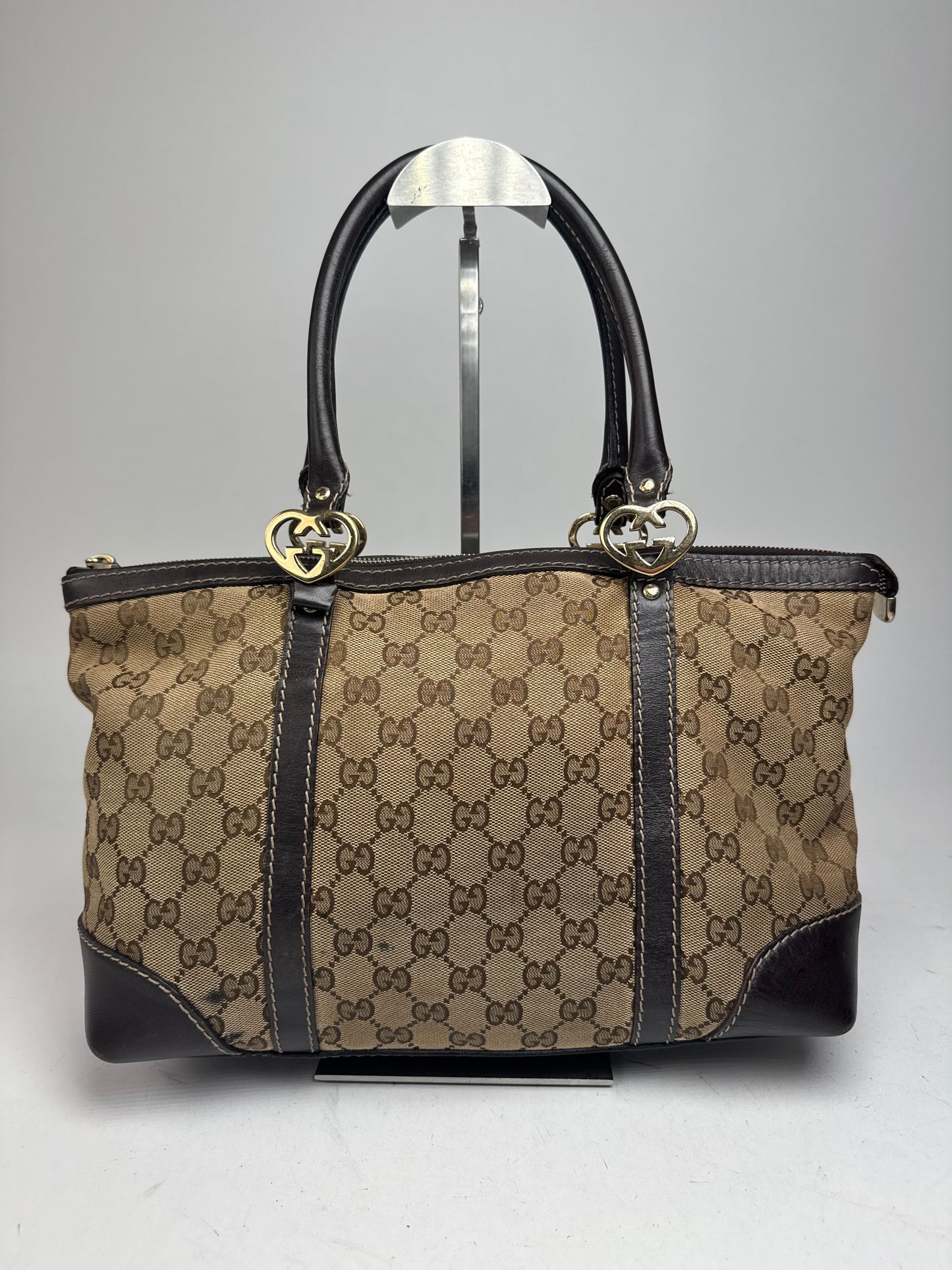 Vintage Gucci Monogram Handbag beige brown