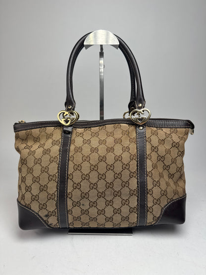 Vintage Gucci Monogram Handbag beige brown