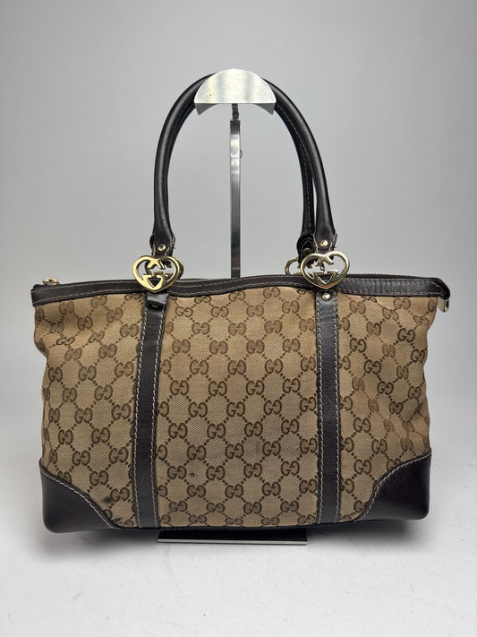 Vintage Gucci Monogram Handbag beige brown