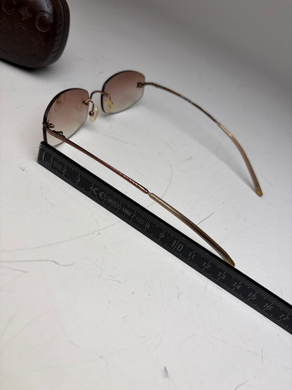 Vintage Celine Metal Sunglasses Brown Gradient Gold-Tone