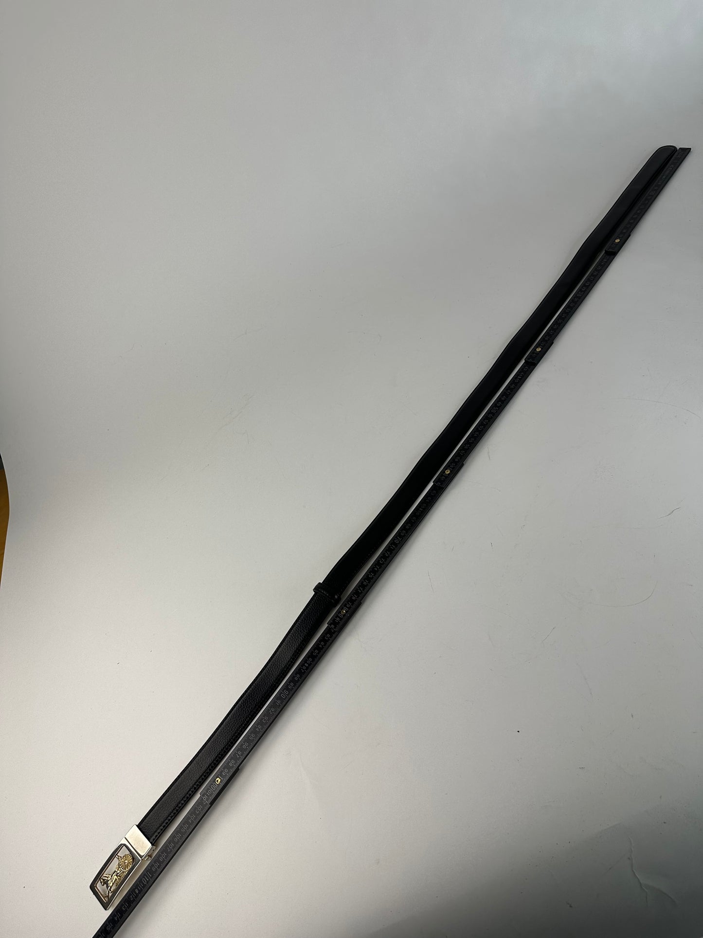 Vintage Celine Paris Triomphe Snake Emblossed Leather Belt Black