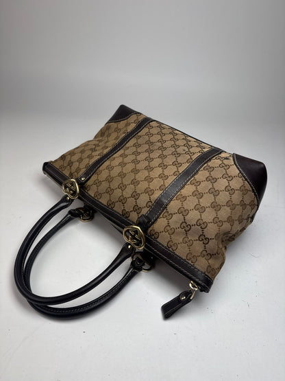 Vintage Gucci Monogram Handbag beige brown