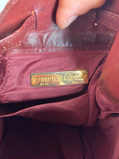 Vintage Cartier Must de Cartier Seau Drawstring Bag c. Late 1980s Burgundy