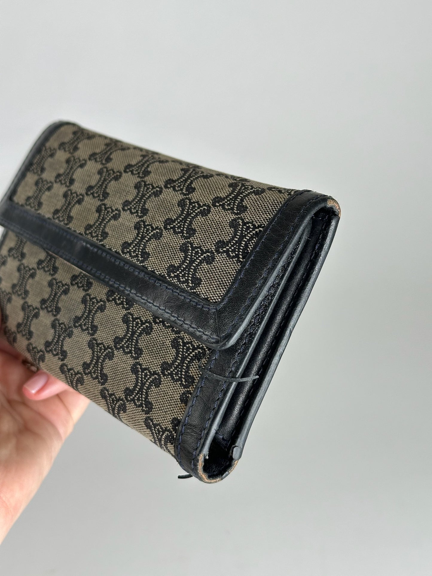 Vintage Celine Paris Canvas Leather Monogram Wallet