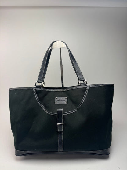 Sac cabas vintage en toile et cuir Courreges noir
