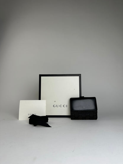 Vintage Gucci GG Supreme Card Holder Black Brown Silver