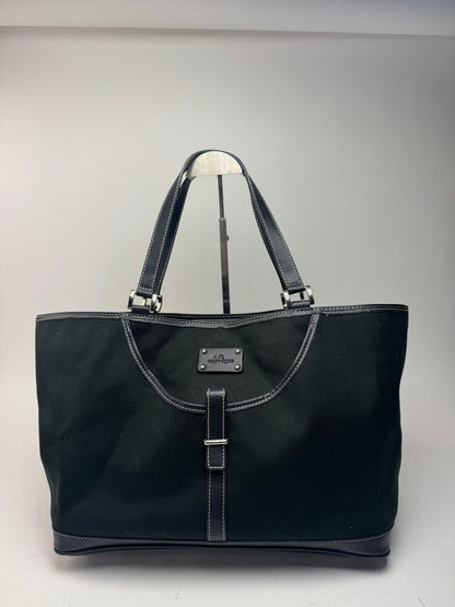 Sac cabas vintage en toile et cuir Courreges noir