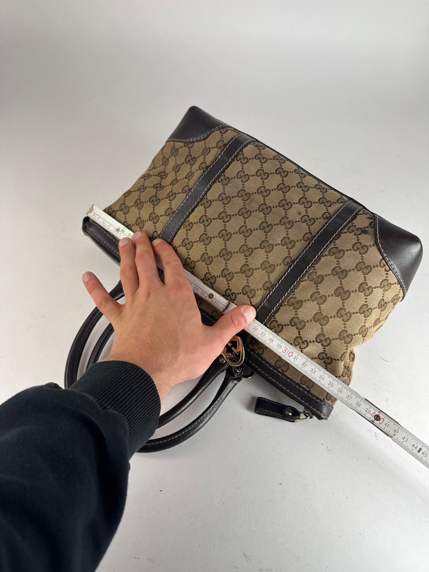 Vintage Gucci Monogram Handbag beige brown