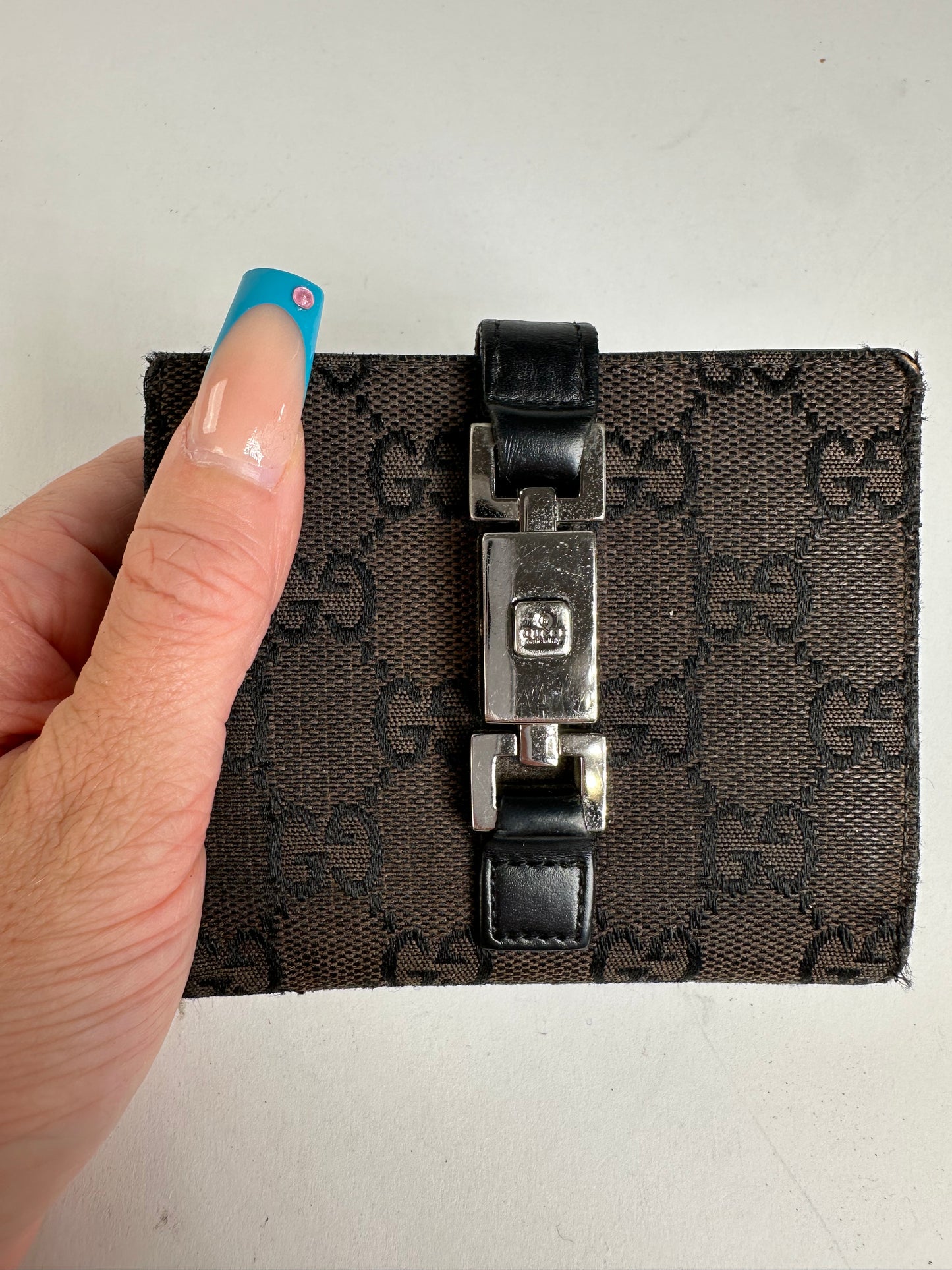 Vintage Gucci GG Supreme Card Holder Black Brown Silver