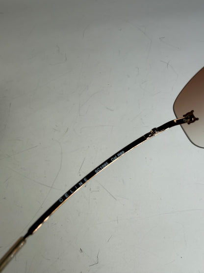 Vintage Celine Metal Sunglasses Brown Gradient Gold-Tone