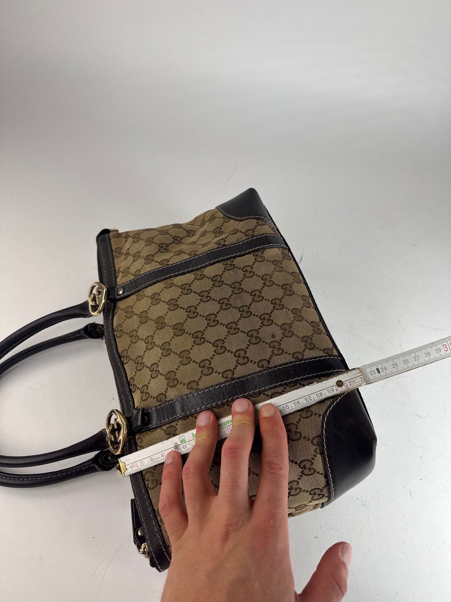 Vintage Gucci Monogram Handbag beige brown