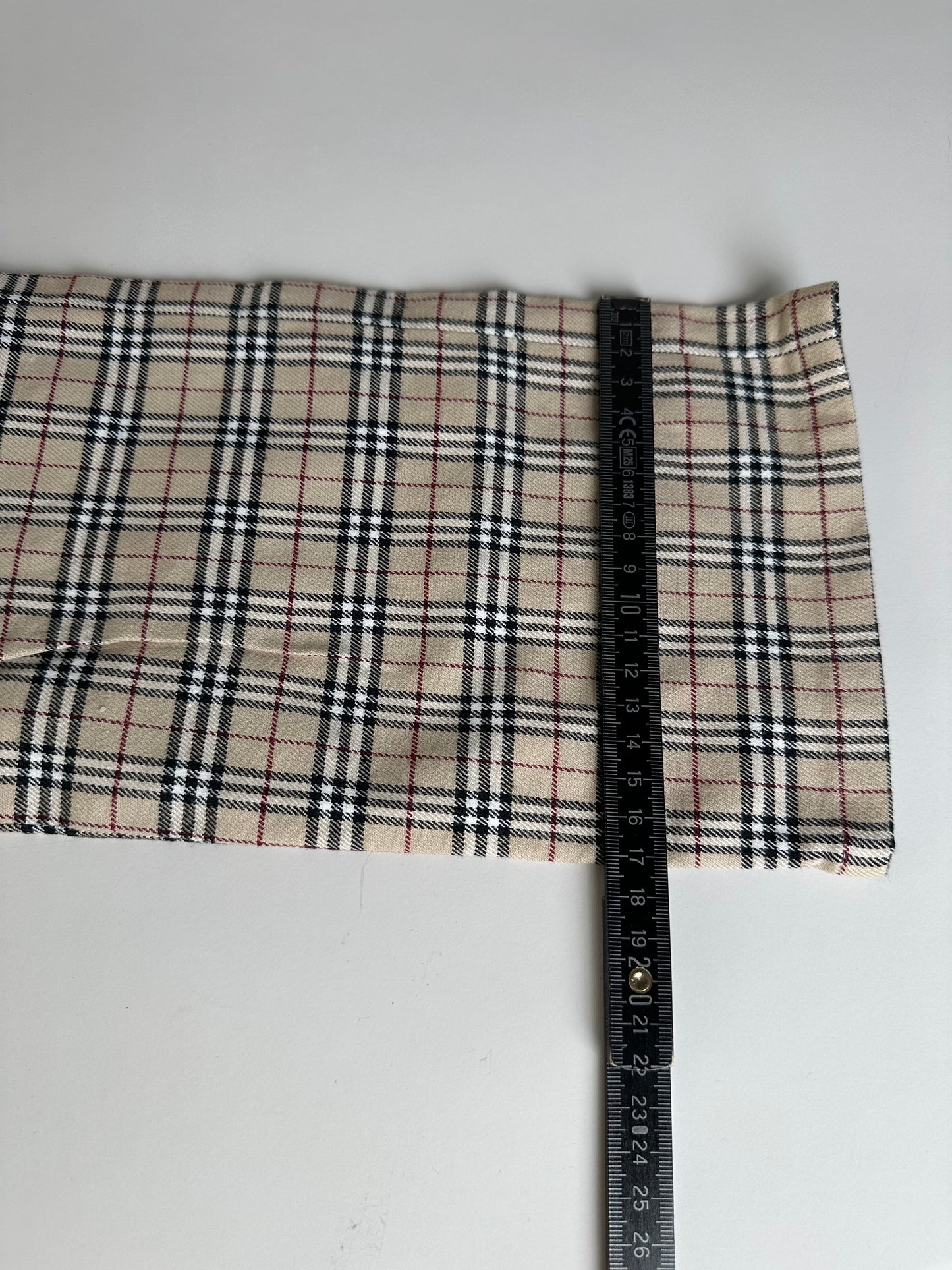 Vintage Burberry Check Cotton Trousers Beige Burgundy S