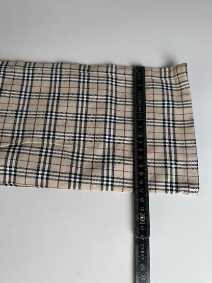 Vintage Burberry Check Cotton Trousers Beige Burgundy S